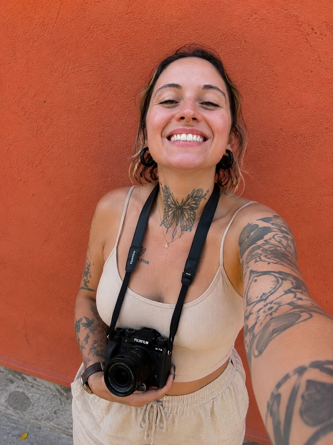 Anna Mello — portrait with Fujifilm camera, Dublin