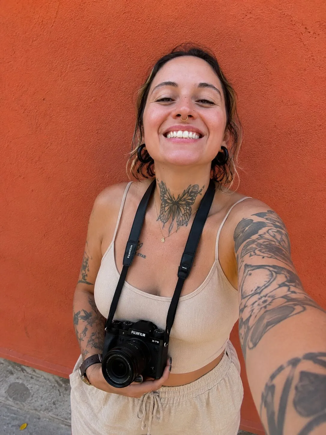 Anna Mello — portrait with Fujifilm camera, Dublin